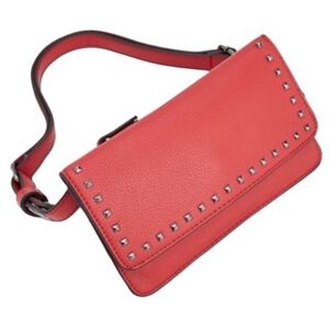 INC Convertible Crossbody Waist Bag Salsa Red Studded